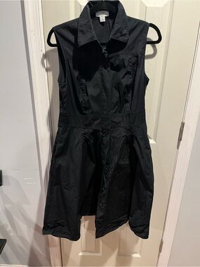 LOFT Black Sleeveless Asymmetrical Shirt Dress